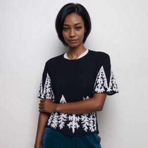 Women's Vintage Rina Z Silk Beaded Top Sz L